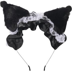 Cat Ears Headband Anime Headband Bows Lace Lolita Maid Headwear Halloween Costume Cosplay Party Hair Decor for Women