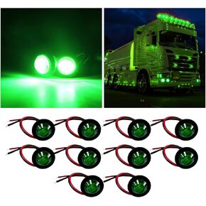 10PCS 3/4'' Round LED Side Marker Lights, 3 LEDs Waterproof Car Front Rear Side Indicator Lights, Mini LED Surface Mount Sealed Flush Mount Bulbs for Car Truck Boat SUV (White)