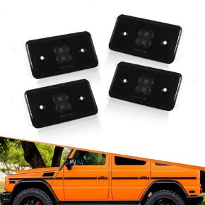 ADIIL 4PCS Smoked Front&Rear Side Marker Light Housing Kit For 02-15 Mercedes Benz G500 G550