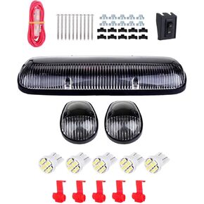 cciyu Clear Cover Cab Roof Top Marker Running Top Clearance Lights Assembly + Wire Pack T10-8-3020-SMD White For Chevy Silverado 1500 2002 2004-2005 For Chevy Silverado 1500 2002