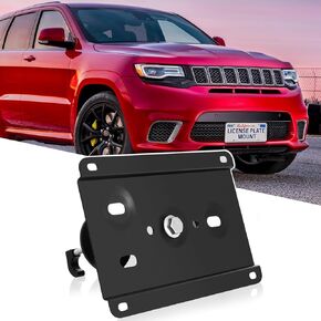 No Drill Front Grille Mount Tow Hook License Plate Mount Bracket Holder Relocator Compatible with 2008-up Challenger, 2011-up Charger, 2011-up Durango, 2011-up Grand Cherokee