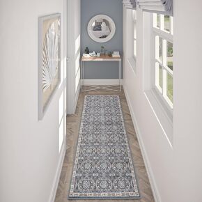 Tayse Izel Gray 2x8 Runner Area Rug for Hallway, Walkway, Entryway, or Foyer - Traditional, Brocade