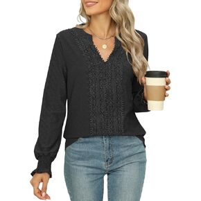 Ivicoer Blouses for Women Dressy Casual Long Sleeve Shirts V Neck Business Tops Office Work Shirts