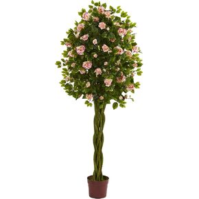 Nearly Natural 6ft. Rose Artificial Tree with Woven Trunk