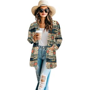 Cardigan Jacket with Pockets Open Front Jacket Coat, Fashion Outerwear Long Sleeve Outerwear