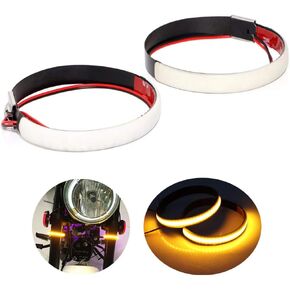TOPKU Motorcycle Fork LED Turn Signal Strip Lights Kit Smoked Lens for Harley Davidson Victory Universal Super Bright and Waterproof Motor Lamp (39mm - 41mm) - 2pcs / amber