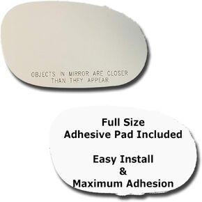 Mirror Glass + Full Size Adhesive Pad for 2008-2021 Dodge Challenger Passenger Side Replacement (2009 2010 2011 2012 2013 2014 2015 2016 2017 2018 2019 2020 08 09 10 11 12 13 14 15 16 17 18 19 20 21)