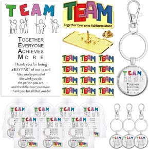 Yinkin Team Appreciation Gift for Employee Team Keychains Lapel Pins with Card Thank You Gifts for Team Staff Coworker