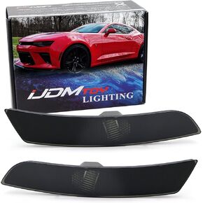 iJDMTOY Black Smoked Lens Side Marker Lamp Housings Compatible with 2016-up Chevrolet Camaro, OE-Spec LH RH Assembly Fit Front or Rear Bumper