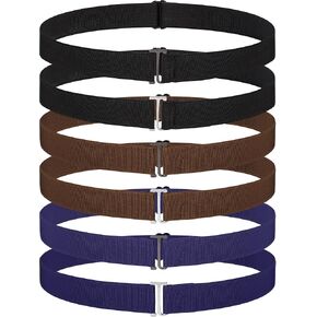 SATINIOR 6 Pcs Women No Show Invisible Belt Women Flat Buckle Belt Stretch Belt Elastic Belts for Jeans Pants Dresses