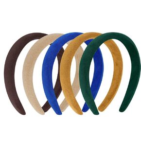 5 Pack Padded Headbands with Soft Fabric - Plain Thick Hair Accessories for Women and Girls