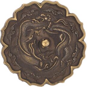 Garneck Retro Mirror -Bronze Mirror with Gragon&Flower - Chinese Style Mirror for Fengshui Decoraton - Classical Zodiac Gragon Mirror decoration for NewYear