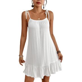 Bsubseach Knit Swimsuit Cover Up Dress Women 2025 Ruffle Bathing Suit Coverup Spaghetti Strap Beach Dresses Summer Sundress