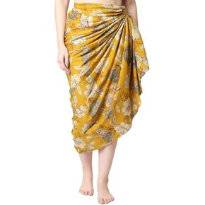 Arayna Women's Premium Long Sarong Swimwear Beach Wrap Cover Up - Pure Cotton, Printed Swimsuit Bikini Pareo Dress