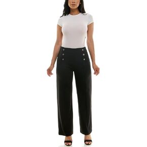 Zac & Rachel Women's Pull on Wide Leg Compression Ponte Pant with Symmetric Button Detail