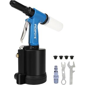 Heavy Duty Pneumatic Rivet Gun, 3916lbs Rivet Gun Set- 3/32", 1/8", 5/32", 3/16", 1/4" Air Riveter with NPT 1/4 inch for Automotive, Construction, Manufacturing Industries