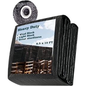UCINNOVATE 6.5FT x 10FT Black Poly Tarp, Heavy Duty 14 mil Black Waterproof Tarpaulin, Durable Black Plastic Tarp Cover with Grommets for Garden Patio Lawn Shed Greenhouse Frame Roof or Truck