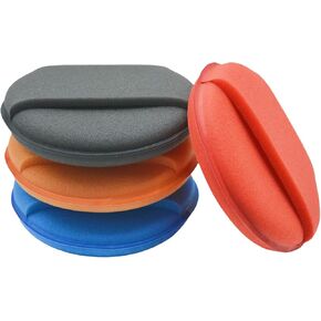4Pcs 4inch Hand Wax Pad (4 Colors) Foam Wax Applicator Pads with Finger Handle Foam Polishing Pad Care Foam Sponge for Car, Truck, Boat, RV, Polishing Sponges Wax Applicator Pads