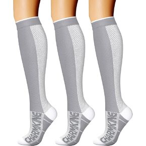 CHARMKING Compression Socks for Women & Men Circulation (3 Pairs) 15-20 mmHg is Best Support for Athletic Running Cycling