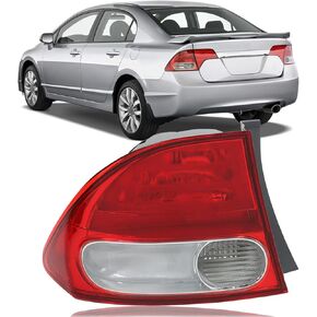 labwork Outer Driver Side Tail Light Replacement for 2009-2011 Honda Civic Sedan Hybrid Halogen Rear Tail Brake Lamp Assembly LH Left Side 33551SNAA51 HO2818138