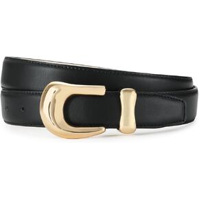 Genuine Leather Belts for Women Belt with Gold Buckle for Jeans Dresses and Casual Outfits