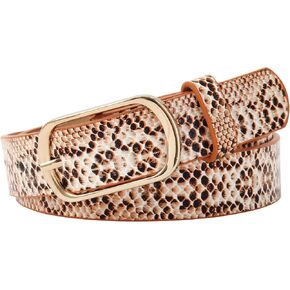 Monique Women Snakeskin Print Skinny Thin Faux Leather Belt Jeans Pants Dress Waist Belt
