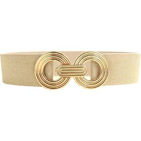 COTIM COYIN Women‘s Wide Elastic Belts with Double Ring Buckle, Stretchy Waist Belt for Dresses
