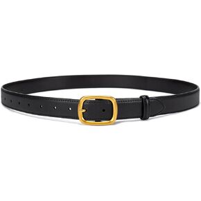Women Leather Belt Gold Buckle Belt Jeans Pants Ladies Skinny Faux Leather Dress Belt