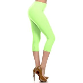 Leggings Depot Womens High Waist Legging - Pants with Buttery Soft 1 Inch Waistband, Neon Green (1X-3X)