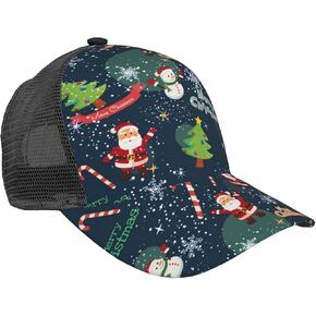 Christmas Hats Women Men Buffalo Plaid Christmas Adjustable Snapback Hats Baseball Caps Mesh Hat