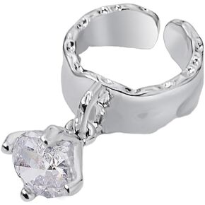 Kokoma Dangle Diamond Open Statement Ring for Women CZ Crystal Dangling Charm Drop Expandable Finger Band Eternity Engagement Rings