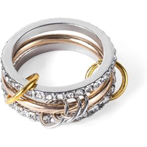 Gold And Silver Stackable Rings, Gold Knuckle Women Rings Gold Rings Stacking Rings Mixed Metal Ring Stacked Chunky Gold Rings Gold Filled Ring for Women Dainty Bands