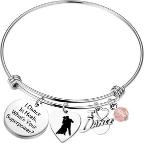 PLITI Ballroom Dance Gift Ballroom Dancer Gift Dance Teacher Appreciation Gift I Dance In Heels What's Your Superpower Bracelet