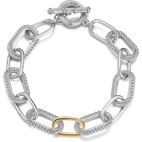 Cable Link Bracelet for Women, Trendy Circle Chain Bangle Link Bracelets Designer Inspire Silver and Gold Bracelets Jewelry for Her