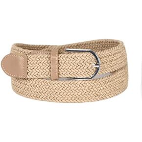 Funky Junque Belt Men Braided Elastic Stretch Woven Casual Leather Tip Belts for Pants Shorts Shirts Jeans