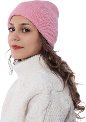 Beanie for Men Women, Unisex Knitted Caps Soft Cuffed Plain Hat for Winter Warm in Saudi Arabia