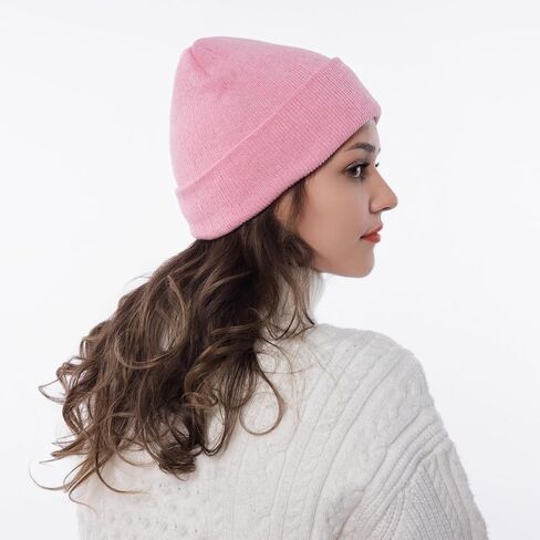 Beanie for Men Women, Unisex Knitted Caps Soft Cuffed Plain Hat for Winter Warm in Saudi Arabia