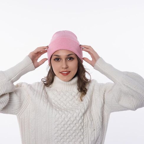 Beanie for Men Women, Unisex Knitted Caps Soft Cuffed Plain Hat for Winter Warm in Saudi Arabia