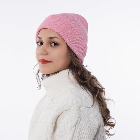 Beanie for Men Women, Unisex Knitted Caps Soft Cuffed Plain Hat for Winter Warm in Saudi Arabia