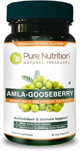 Pure Nutrition Amla Extract 1000mg. (Equivalent to 8000mg Amla Fruit Powder) Non GMO | 120 Veg Caps. in Kuwait