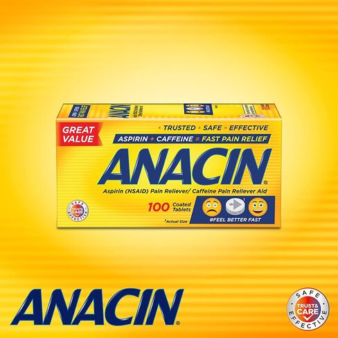 Anacin Fast Pain Relief, Aspirin + Caffeine Pain Reliever, 300 coated tablets in Saudi Arabia