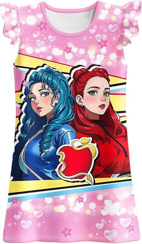 Tollder Descendants Red Charming Cartoon Patterned Casual Dress Ideal Casual Wear for Kids Dress for 5-14 Y Old Girls in Saudi Arabia