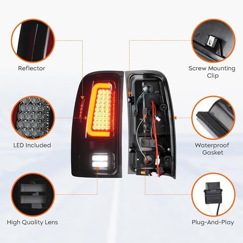Tresound LED Tail Light + 3rd Third Brake Cargo Lamp for GMC Sierra 1500 2007-2013, 2500 3500 2007-2014, High Mount Stop Light Rear Taillight Assembly, 25958485, GM2800208, GM2801208, 25958484 in Saudi Arabia