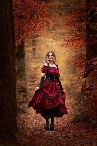 Scarlet Darkness Renaissance Costume Women Steampunk Dress Medieval Ren Faire Dress in Kuwait