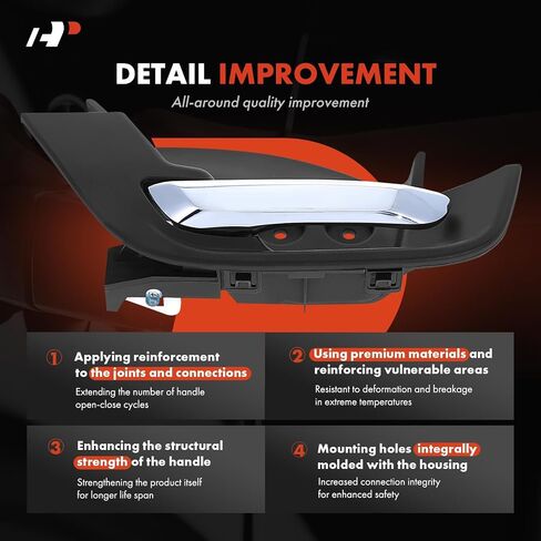A-Premium Front Driver Side Interior Door Handle Compatible with International Harvester HV507, HV513, HV607, HV613, HX515, HX520, HX615, HX620, LT625, MV607, MV60E, Black Housing with Chrome Lever in Saudi Arabia