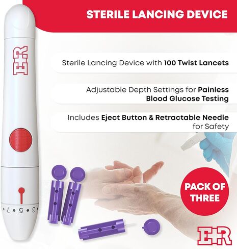 Ever Ready First Aid Lancing Device with 100 30 Gauge Twist Lancets for Blood Sugar Testing in Kuwait