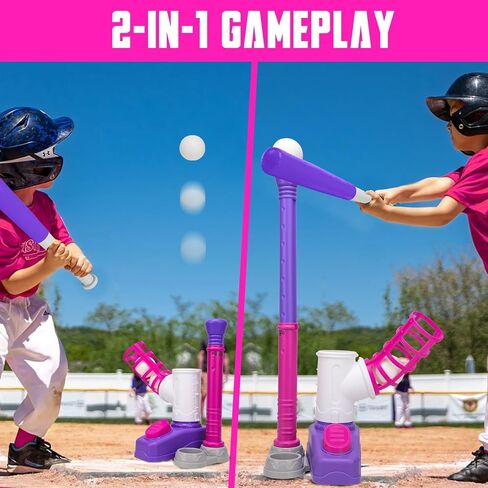 Tball Set for Toddler 3-5, T Ball Set for Kids 3-5-8, Toddler Kid Baseball Set 5-7, Toddler Kid Baseball Tball Bat Tee with 6 Baseball, Tee Ball Set Gift (Blue) in Saudi Arabia