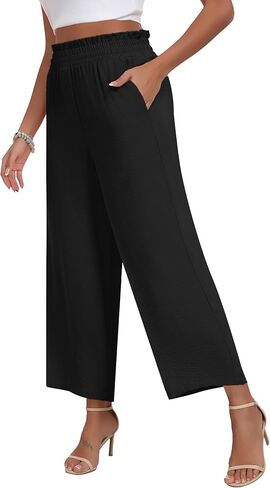 DILIUXING Womens Wide Leg Pants High Waisted Casual Drawstring Trousers Loose Adjustable Pants with Pockets in Saudi Arabia