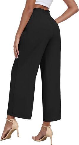 DILIUXING Womens Wide Leg Pants High Waisted Casual Drawstring Trousers Loose Adjustable Pants with Pockets in Saudi Arabia