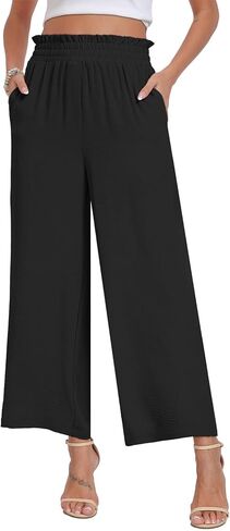 DILIUXING Womens Wide Leg Pants High Waisted Casual Drawstring Trousers Loose Adjustable Pants with Pockets in Saudi Arabia
